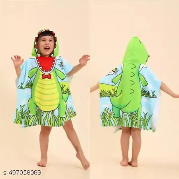 Poncho Towel for Kids, Beach Towel with Hoodie, 60x60cm Travel Towel for 1-7 Years Girls and Boys, Soft Microfiber Sleeved Poncho (Roarsome Rex)