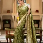  Woven, Embellished Kanjivaram Silk Blend, Jacquard Saree