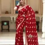 Jacquard Gold Zari Woven Litchi Silk Traditional Soft Banarasi Saree