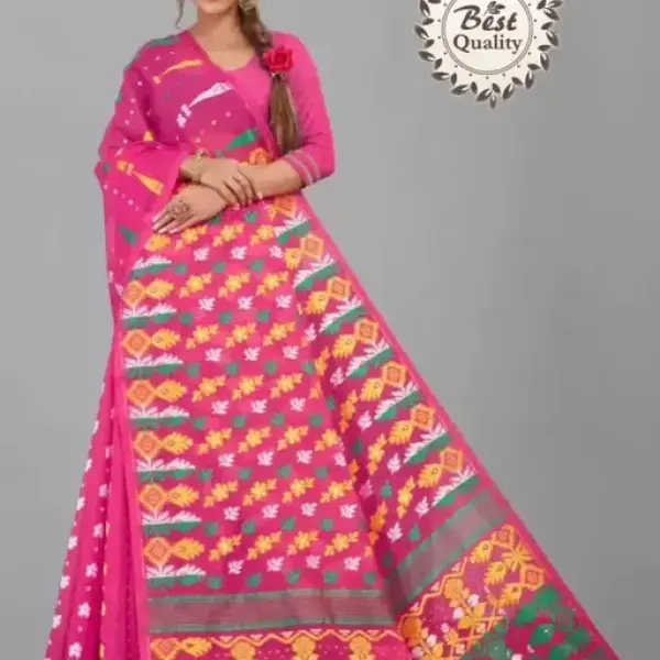  Dhakai Designer Cotton Silk Jaquared Saree