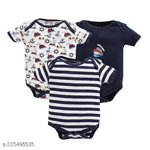 100% Cotton Baby Bodysuit Short Sleeve Half Romper Pack of 3 Soft & Comfortable for Kids