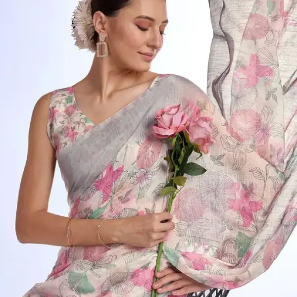  Printed Linen Saree