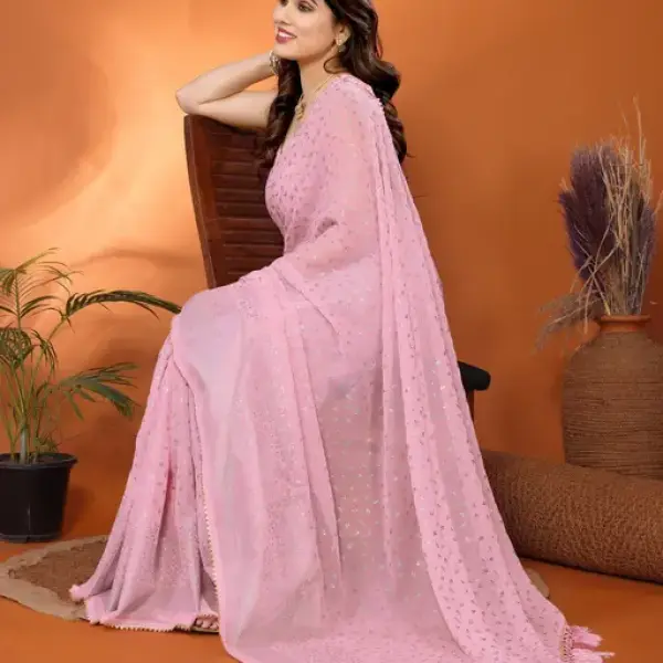 SPLIT MALL JIMY CHOO FOIL PRINTED SAREE