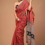  Premium quality soft zari cotton mulmul vanaspati Ajrakh printed saree