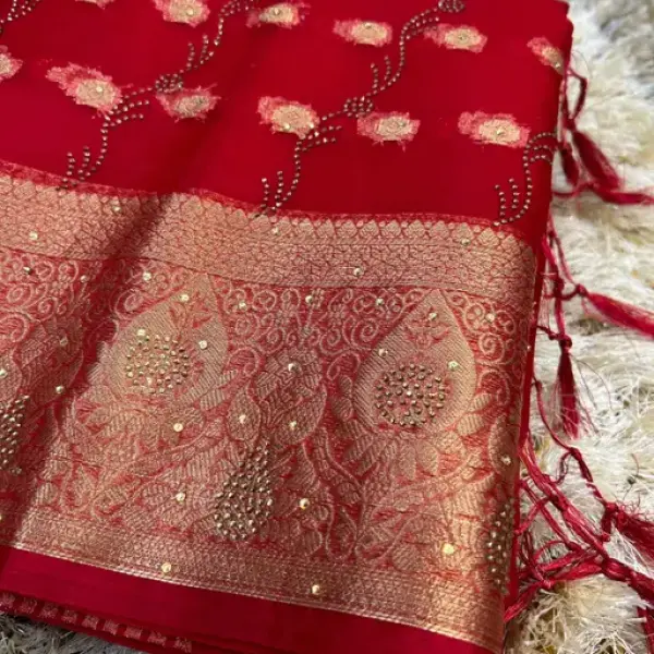 Organza Stone Work Saree