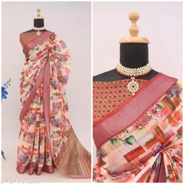 COTTON LILAN DIGITAL RPINT SAREE