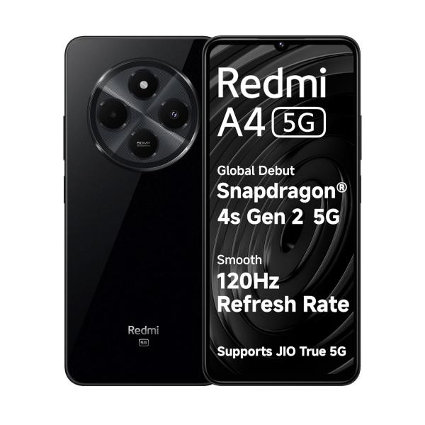 Redmi A4 5G (Starry Black, 4GB RAM, 64GB Storage) | Global Debut SD 4s Gen 2| Segment Largest 6.88in 120Hz | 50MP Dual Camera | 18W Fast Charging