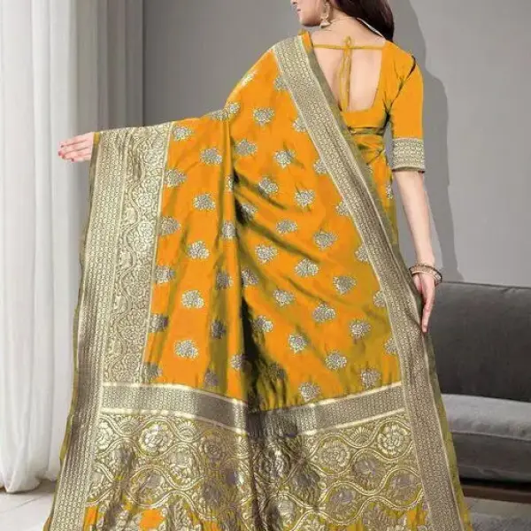  Trendy Jacquard Woven Litchi Silk Banarasi Saree
