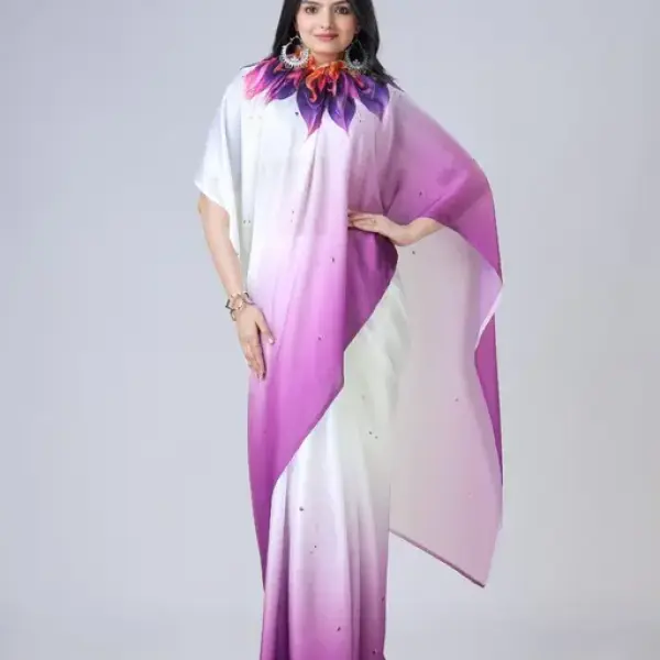 Women's satin silk Digital print saree
