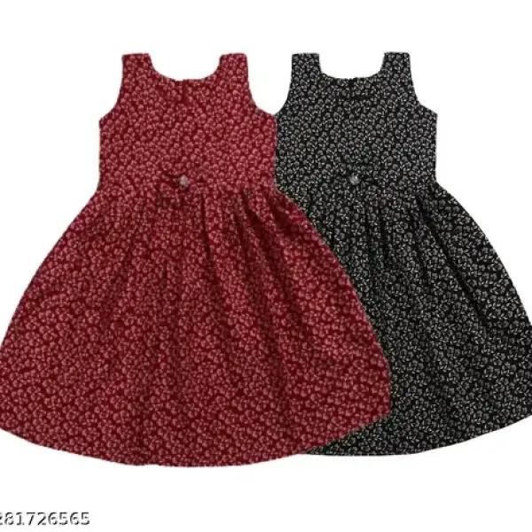 Trendy Girls Frocks & Dresses Red and Black