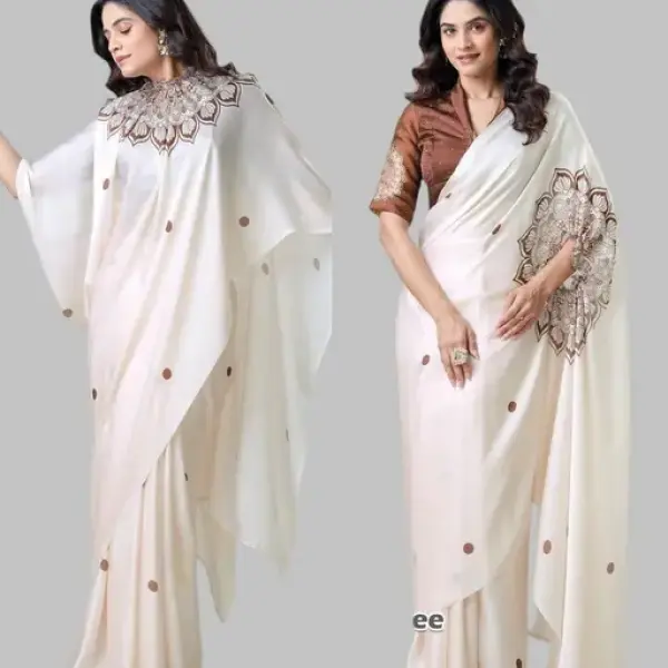 Women's satin silk Digital print saree