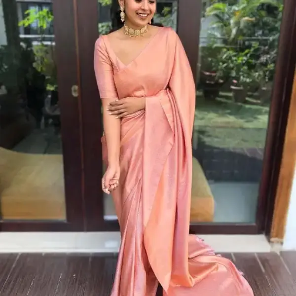 Soft Lichi Silk Saree, Beautiful Jacquard Rich Pallu Saree
