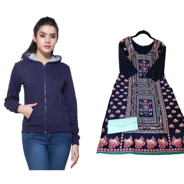 Women's Hoodie and Kurti Combo