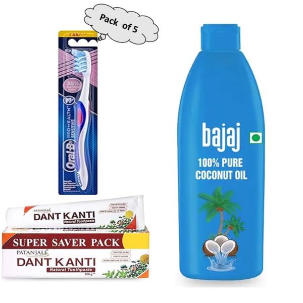 Toothpaste, Brush & Hair Oil Combo
