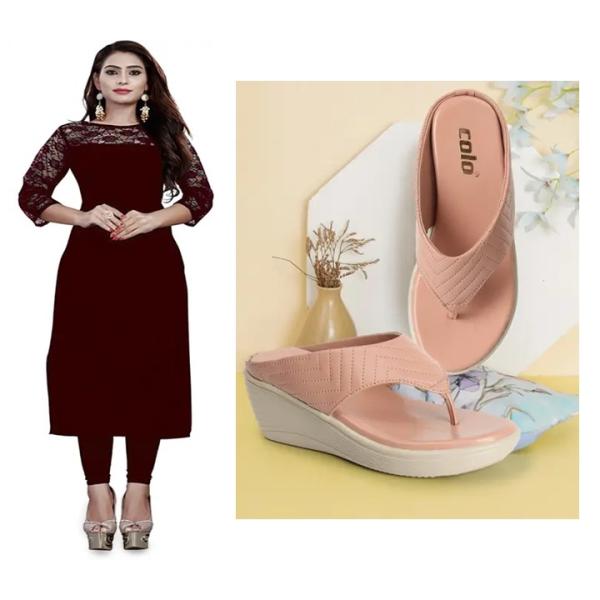 Kurti & ledies Heel Sandal ( combo )