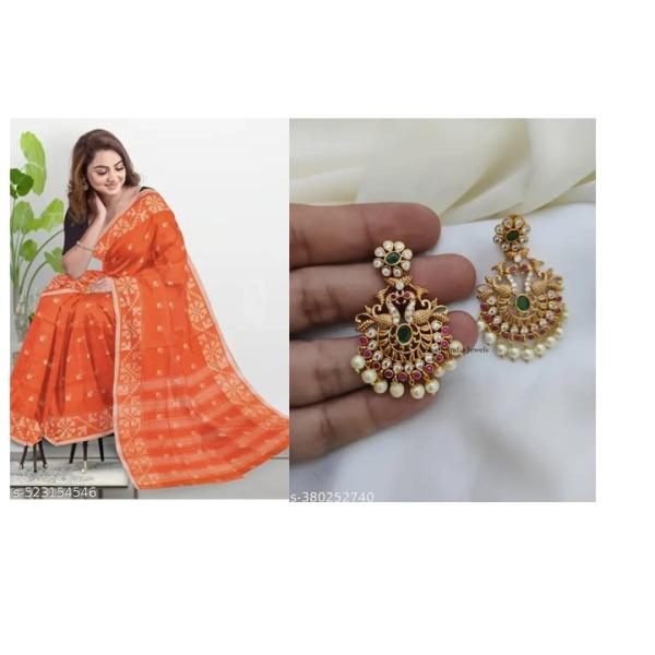 Handloom Saree and earrings combo