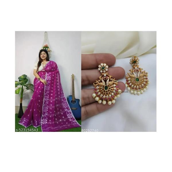 Handloom Saree and earrings combo