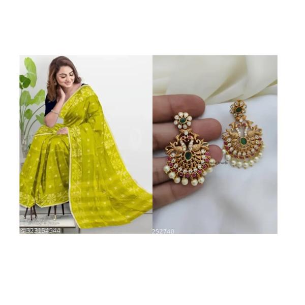 Handloom Saree and earrings combo