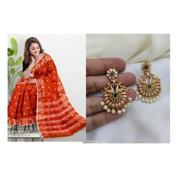 Handloom Saree and earrings combo