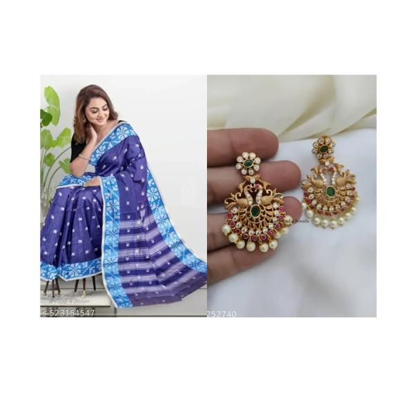 Handloom Saree and earrings combo