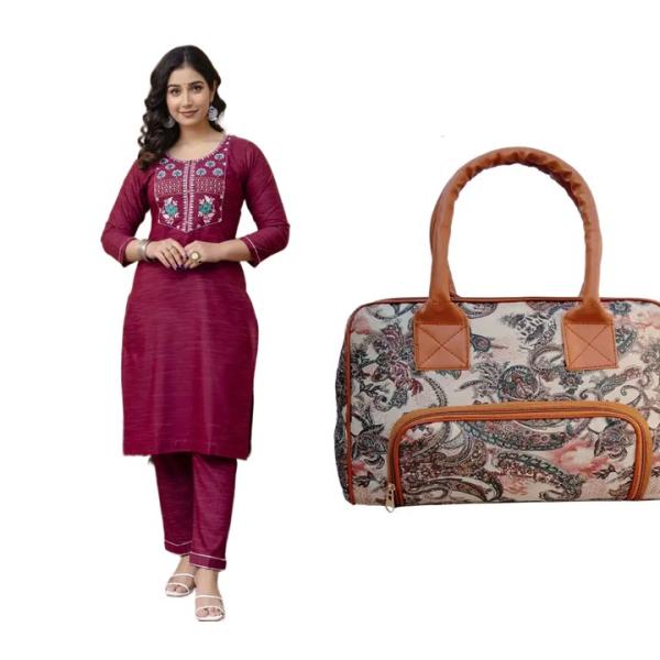 Women kurti set and bags (combo)