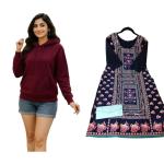 Women's Hoodie and Kurti Combo