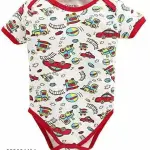 100% Cotton Baby Bodysuit Short Sleeve Half Romper Pack of 3 red