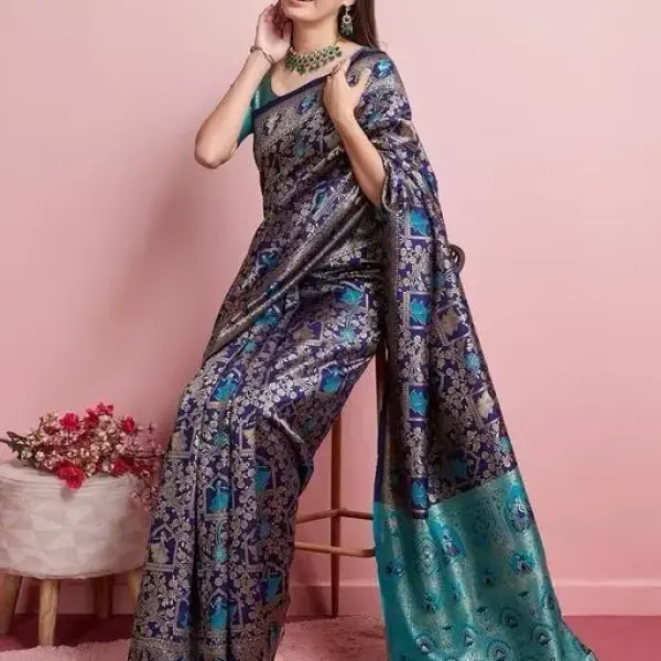 Seagreen Rich Banarasi Saree