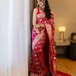  New trendy Banarasi Silk Pink Jacquard Saree