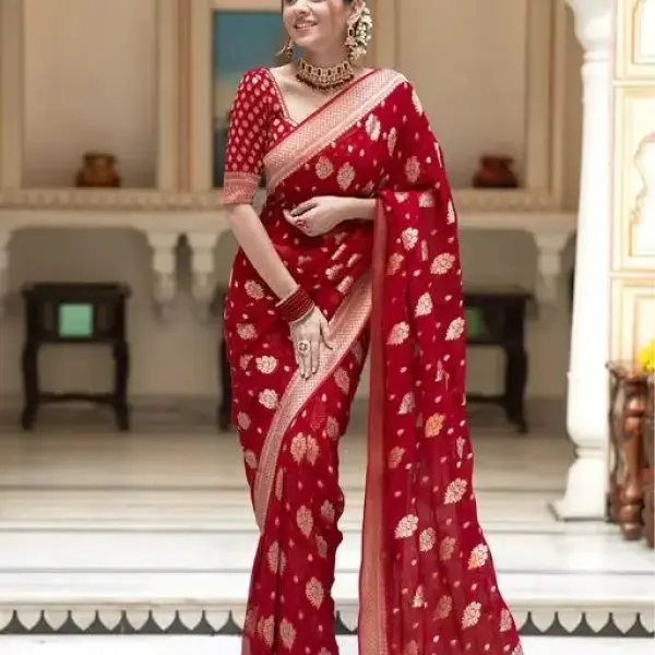  Woven BanarasiSilk Jacquard Saree