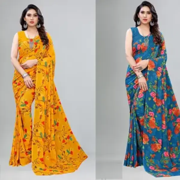  Fashionable Georgette Saree (Pack Of 2)