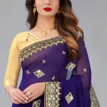 HEAVY KAJU DESIGN EMBROIDERY WORK WITH MIRROR SAREE.