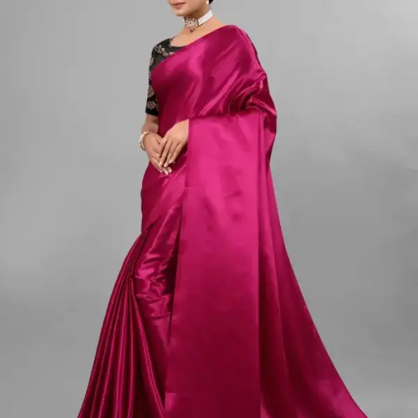 Sana silk satin purple saree with Blouse