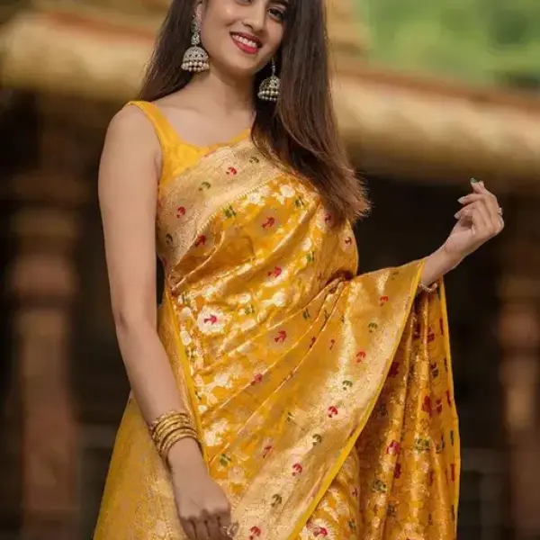 Woven Banarasi Jacquard, Art Silk Saree