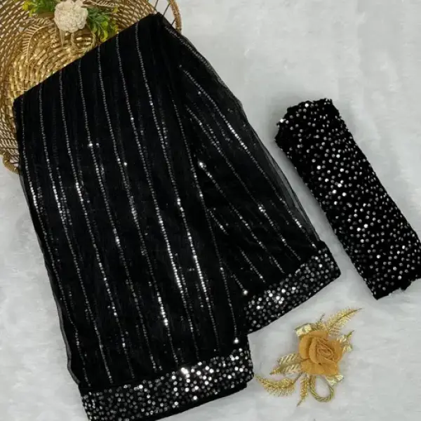 UNIQUE DESIGN SEQUINS WORK SAREE