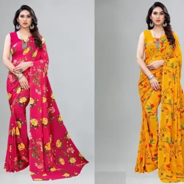  Fashionable Georgette Saree (Pack Of 2)