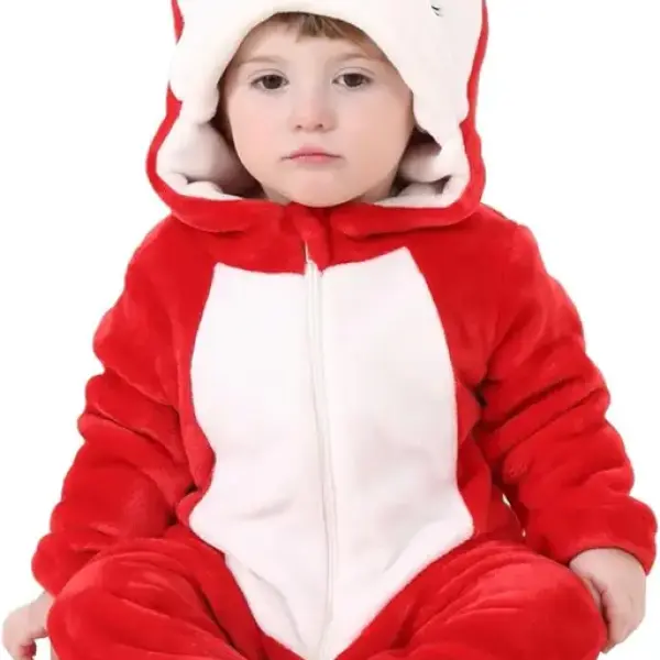 Kids romper jumpsuit panda style onesie diaper changing technique for baby boys and baby girls Red