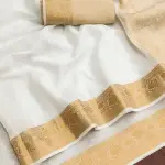 Gold Jari-White Banarasi Cotton Silk Saree