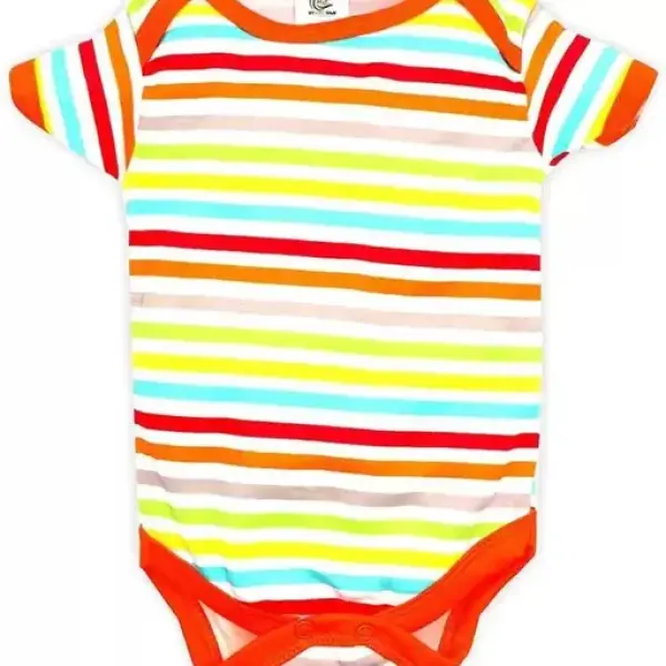 100% Cotton Baby Bodysuit Short Sleeve Half Romper Pack of 3 orange