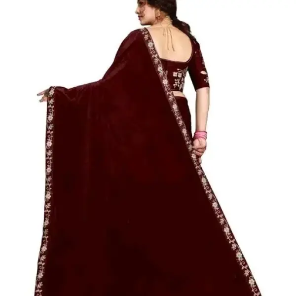 Velvet Embroidery Border Saree