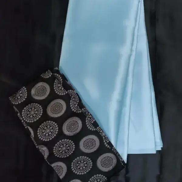 Sana Silk Satin Silk Aqua Blue Embroidered Saree