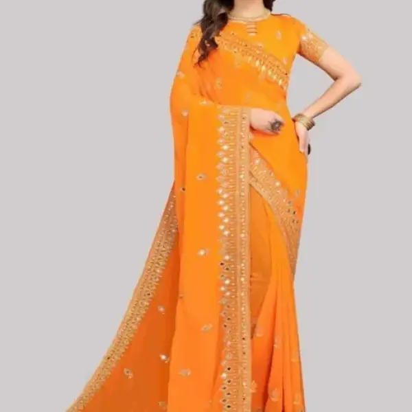 EMBROIDERY MIRROR SAREE