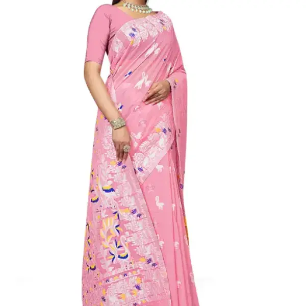  BROYAAR SHOP Jamdani Designer Cotton Blend Silk Saree