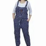 Kid Girl's Cotton Blend Navy Blue Dungaree Dress