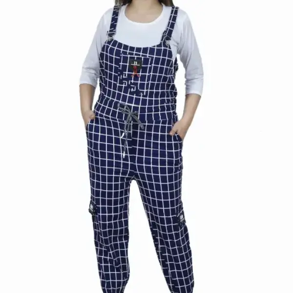 Kid Girl's Cotton Blend Navy Blue Dungaree Dress