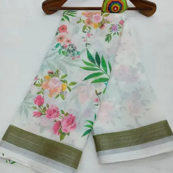 Cotton linen saree