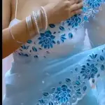  BEAUTIFUL NET FABRIC FLORAL EMBROIDERY WORK SAREE