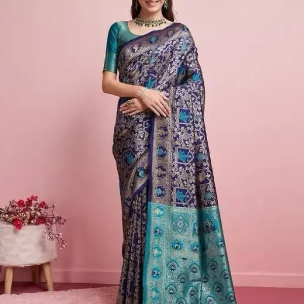  Seagreen Rich Banarasi Saree