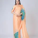 Women's satin silk Digital print saree