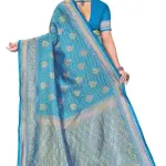 Woman Banarasi Silk Blend Fancy Jacquard Saree